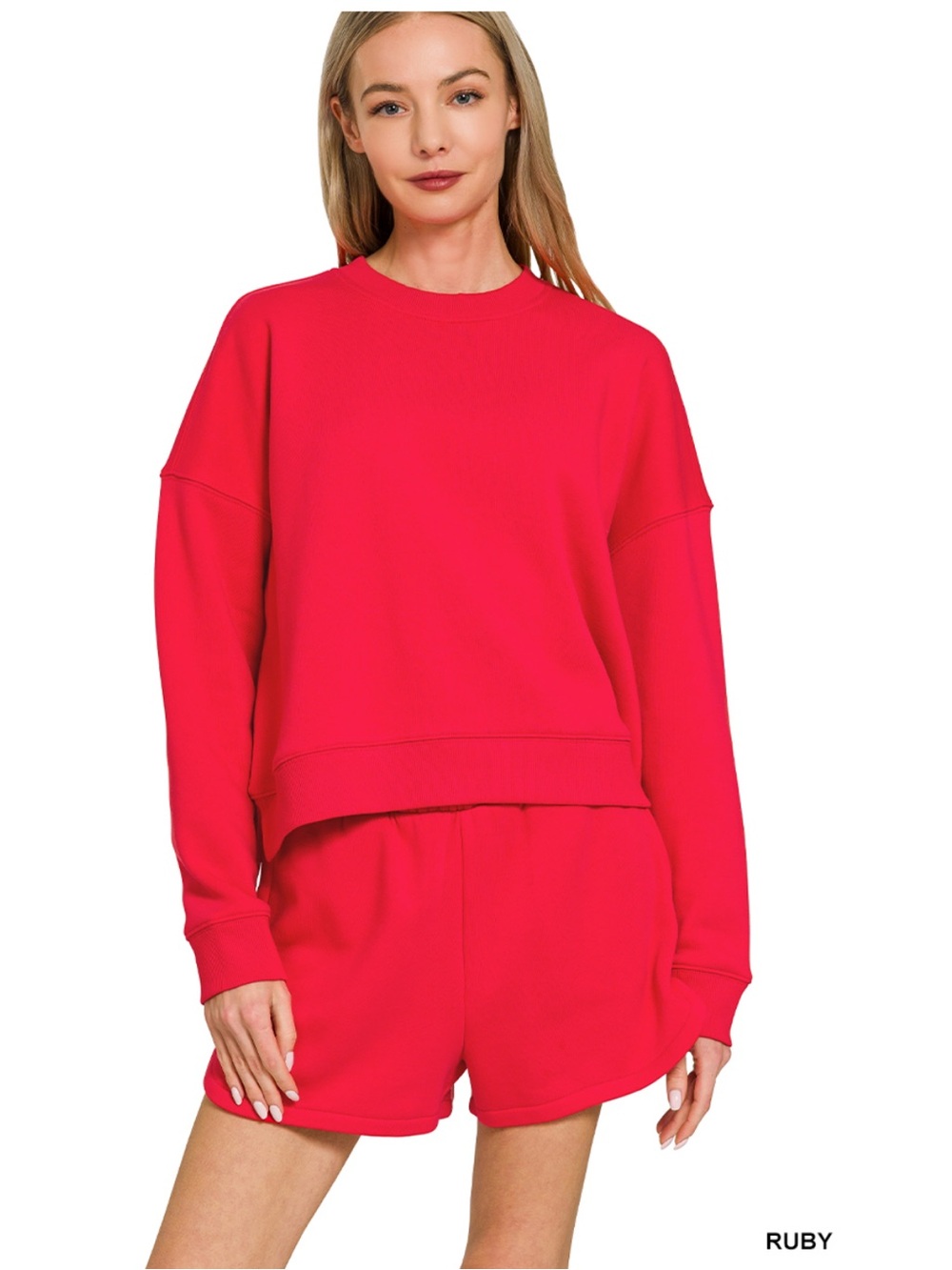 Ruby ZENANA FLEECE LONG SLEEVE
SWEATSHIRTS & SHORTS SET